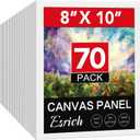 ESRICH 8x10 Canvases for Painting, 70 Pack Canvas Boards for Painting Primed Acid Free Blank Canvas Panels for Oil Paint, Watercolor, Acrylic Paint, Gouache and Tempera.