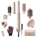 StyleVibe 8-in-1 Air Styler, Hair Dryer & Blow Dryer Brush with Travel Case - Auto Wrap Curls (L/R), Fast Drying, Thermal Round Brush for Smooth Blowouts & Frizz-Free Volume, No Heat Damage