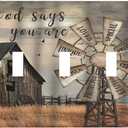 Western Barn Windmill Cabin Rustic Inspirational Quotes 3 Gang Light Switch Covers Triple Toggle Wall Plate Decorative Switchplate Electrical Faceplate for Farmhouse Bathroom Bedroom Decor