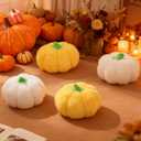 4 Pcs Pumpkin Stuffed Animals Pumpkin Toys Plush for Kids Food Plush Vegetable Toys Throw Pillows 6.3 Inches Fluffy Gifts for Collectors Birthday Party Decor Home(White,Yellow)