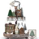 20 Pcs Neutral Sage Green Christmas Tiered Tray Decor Set Farmhouse Rustic Snowflake Xmas Tree Wood Table Centerpiece Decoration Tabletop Sign for Winter Home Kitchen Festival