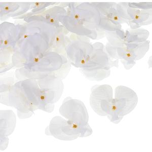 PATIKIL 2.8" Artificial Orchid Flower Heads, 80 Pack Silk Phalaenopsis Fake Butterfly Orchid Heads for Wedding Floral Bouquet Decor DIY Craft Making, Pure White