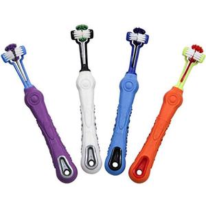 Orgrimmar 3-Sided Pet Toothbrush Dog Toothbrush Removing Bad Breath Tartar Cleaning Mouth Pet Dental Care Cat Cleaning Mouth (4 Count (Pack of 1))