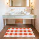 Checkered Machine Washable Entry Runner Rug,Small 2x4 ft for Kitchen Bathroom Indoor Mat,Non Slip Rubber Backing, Stain & Fade Resistant Soft Beside Rug for Livingroom Bedroom,Orange and White