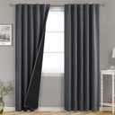 BGment 100% Room Darkening Thermal Insulated Blackout Curtains 84 Inches Long for Bedroom, Rod Pocket and Back Tab Double Layer Noise Cancelling Curtain with Liner (42 x 84 Inch, 2 Panels, Dark Grey)