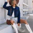JMOJO 2026 Cropped Denim Jacket for Women Stretchy Fitted with 2 Pockets Lightweight Trendy Short Jean Shacket