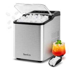 Ice Makers Countertop, 26.5Lbs/24H Ice Machine with 2 Sizes Bullet Ice, 9 Ice Cubes Release in 6 Mins, Self-Cleaning Portable Ice Maker with Ice Scoop and Basket for Home Kitchen Office Bar RV