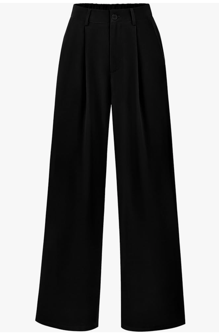 PRETTYGARDEN Wide Leg Pants for Women Trendy 2025 Fall High Waisted Business Casual Outfits Work Pant Trousers (XL, Black)