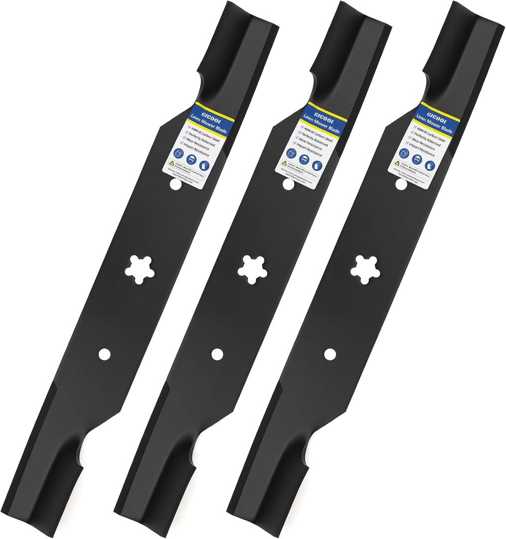 GICOOL Z254F Mower High-Lift Blades, for Hu sqvarna/Cr aftsman 54" Mower Deck Z254 YTH2454 LGT2554 LGT2654 RZ5424 YTH24V54 YTH24K54, Replace OEM 187256 187254 532187256 532187254, 3-Pack