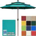 EliteShade USA 10-Year-Non-Fading 11ft 3-Tier Market Patio Umbrella, Commercial Grade Outdoor Table Umbrella with Crank Open, Windproof & UPF 50+ UV Protection, Heavy Duty Ventilation for Garden, Deck, Pool, Backyard, Beach & Bistro, No Tilt, Teal