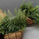 2 Set Fake Ferns with Hanging Baskets, UV Resistant Fake Hanging Ferns Plants, Outdoor Artificial Hanging Plants for Front Porch Garden Balcony Patio Home Decor, No Assembly