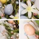 20 Inch Easter Wreaths for Front Door with White Daisy Colorful Eggs Pearl Berries and Green Leaves Egg Wreath for Window Porch Elegant Floral Home and Wall Decorations