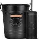 Autumn Alley Farmhouse Bathroom Trash Can and Toilet Brush Set - Rustic Bathroom Accessories for Charming Bathroom Dcor, Matte Black Heavy Gauge Metal