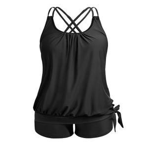 Holipick Women Plus Size Tankini Swimsuit - Two Piece Bathing Suits Tummy Control Blouson Tankini Top with Boy Shorts Size M