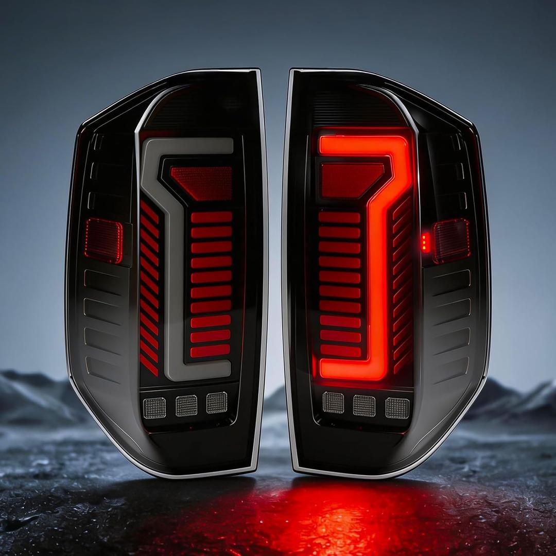 Sequential LED Tail Lights Assembly for 2014-2021 Toyota Tundra, Full LED Rear Lights Kit with Start-Up Animation, Dynamic Turn Signals, Brake Light, Reverse Light - Smoked
