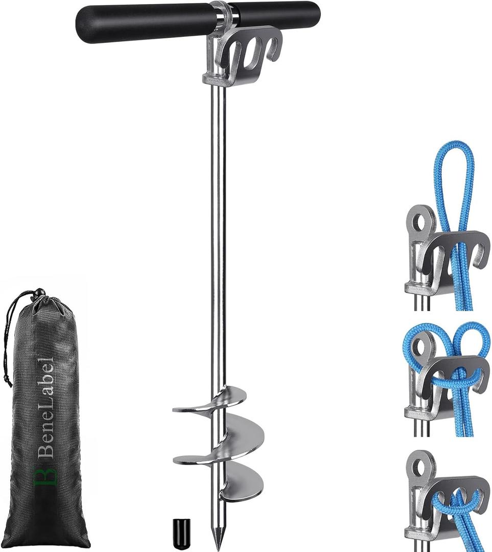 BeneLabel 17" 26" 36" Boat Sand Anchor for Boat Screw in Boat Anchor for Shallow Water, Stainless Steel Boat Beach Anchor for Sandbar, TET Ski Anchor, Kayak Anchor, Pontoon Boat, Sandbar
