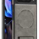 Lunivop for Google Pixel 10 Pro Case/Pixel 10 Case PU Leather [Compatible with Magsafe Wireless Charging] Magnetic Cover Stand Funda para Pixel 10/10 Pro 6.3 '' 2025 Rugged Best Gray