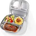 Stainless Steel Kids Plates with Lids (2 Packs), Portion Control Divided Metal Plate for Adults Toddlers Balance Lunch, Unbreakable Sectioned Plates Dividers Bariatric Diabetic Diet BPA Free Reusable