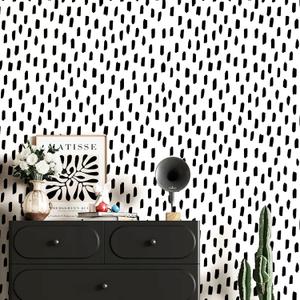 HAOKHOME Black Peel and Stick Wallpaper Modern Dots Wall Paper Removable for Bathroom Black/White Contact Paper 17.3in x 32.8ft
