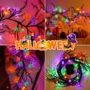 [8 Modes & Timer] 6 Ft Halloween Willow Vine Twig Decor Garland with Bats Pumpkins Spiders Lights, 54 LED Battery Operated Halloween Lights for Indoor Home Mantle Fireplace Decor
