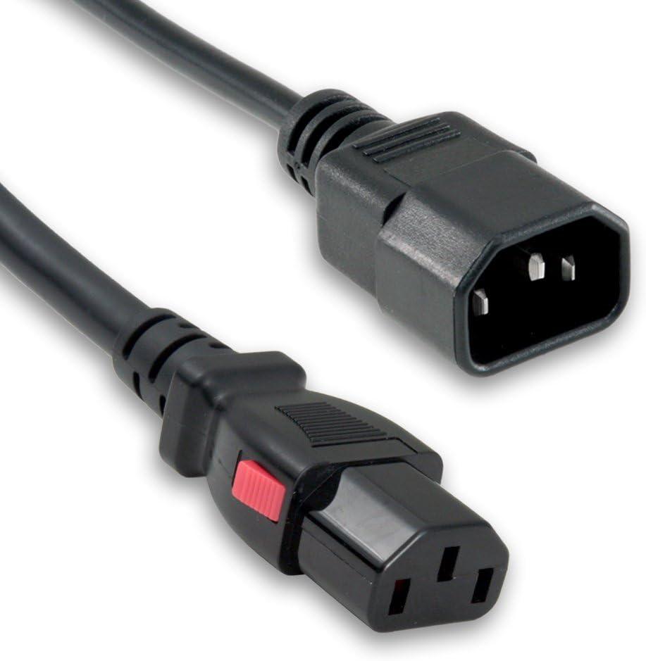 2M(6ft 7in) Universal Wire IEC C14 to Locking IEC C13 Auto-Lock