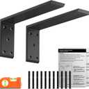 LEOPO 12" Countertop Support Brackets 2 Pack, 3/8" Thick Heavy Duty Standard Front Mounted L Countertop Support Bracket for Shelves,Bracket for Quartz/Granite/Wood/ Concret/Laminate Countertops