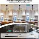 KAISITE Ceiling Fan with Light and Remote Control 20 Inch Boho Rattan Ceiling Fan Dimmable LED Fan Light with APP Control Semi Flush Mount Fandelier for Bedroom Living Room