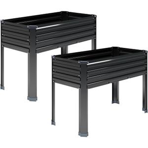 DIIYIV 2PCS Galvanized Raised Garden Bed with Legs,2PCS 481830in Elevated Planter Box for Backyard,Garden, Patio, Balcony, 300lb Capacity,Planters for Outdoor Plants,Black