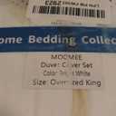 MooMee Bedding Duvet Cover Set 100% Washed Cotton Linen Like Textured Breathable Durable Soft Comfy (Solid Bright White, Palatial King/Oversized King 120"x98")