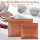 3 x Makeup Bag for Purse:GlorBrochas PU Leather Makeup Pouch Set Large & Small Portable Cosmetic Bags, Waterproof Squeeze Top Coin Purse,Travel Organizer for Makeup,Lipstick, Jewelry,Earbuds(Brown)