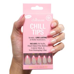 Chillhouse - Chill Tips, French Tip Press On Nails Kit - Bougie Barre (Almond) - 30 Nail Shapes & Sizes - 2 Weeks of Wear - Customizable Fit - French Manicure Kit - Women Owned - Beauty & Self Care