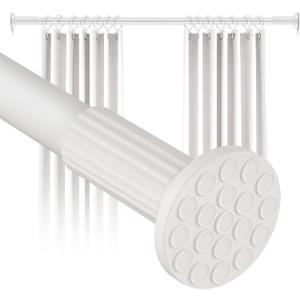 Tension Curtain Rod No Drilling 51–148In(12Ft), Extra Long Outdoor Curtain Rod for Windows Patio, Adjustable Spring Heavy Duty Tension Shower Rod for Bathroom Room Divider Pole Diameter 1.26In, White