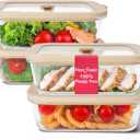 Non-Toxic 35 Oz (4.4 Cup) Glass Storage Containers with Lids Plastic Free Meal Prep Containers for Lunch, Airtight Food Storage, Microwave and Freezer Safe, 4 Pack - Ziruma