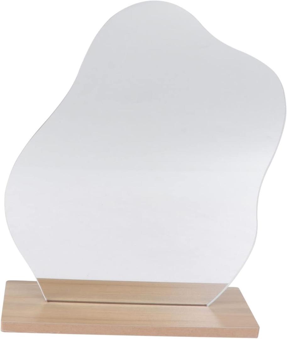 Irregular Desktop Makeup Mirror with Stand Aesthetic Silver Vanity Mirror for Women Compact Design with Magnifying Function Ideal for Bedroom and Dressing Table