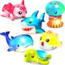 Tub Works Under the Sea Light Up Bath Toys, 6 Pack | Water-Activated Light Up Toys Flash & Change Color | Easy-Grip Baby & Toddler Bath Toys | Sensory Bathtub Toys with Bath Lights for Kids Bath
