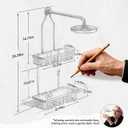 Shower Caddy Hanging, Never Rust Shower Organizer Hanging, Aluminum Shower Racks for Inside Shower with Hooks for Razor, Bathroom Organizers and Storage with Soap Holder, Bright Silver