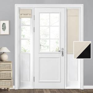 HOMEIDEAS 100% Blackout Sidelight Curtains for Front Door, Side Door Window Curtains and Small Window, Thermal Insulated Covering, 1 Panel, W12 X L40 Inch, Beige