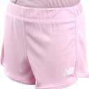 New Balance Girls Athletic Shorts - Active Performance Mesh Running Shorts - Dolphin Gym Shorts for Girls (Sizes: 7-16) (Light Raspberry)