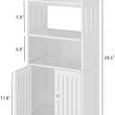 HAYOFAMY Bathroom Storage Cabinet, 4-Tier White Floor Cabinet Freestanding Organizer with Door for Living Room Kitchen Small Space (8.7" D x 14.2" W x 29.5" H)