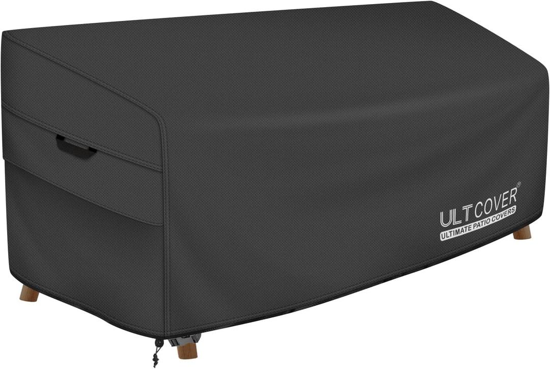 ULTCOVER Waterproof Outdoor Sofa Cover - Heavy Duty Patio Bench Covers 58W x 28D x 35H inch, Black (Black-30"Deep)