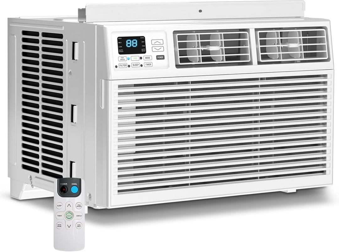 Window Air Conditioner, 8000 BTU Window AC Unit, Cool Rooms up to 350 Sq.Ft., 6-in-1 Modes,24H Timer, Energy Saving, Remote Control, Perfect for Bedroom, Apartment, Living Room, Office