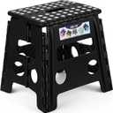Delxo Folding Step Stool, 13 inch Non-Slip Foldable Stools Up to 300 LBS, Step Stool with Handle, Lightweight for Kitchen, Bathroom, Bedroom, Garden, Black, 1PC