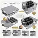 HOMELUX THEORY Hard Shell China Storage Containers, 8pc Light Gray Mug & Plate Storage Box, Kitchen Storage Bins With Lids, Heavy Duty Moving Box with Handles for Dishes, Silverware, Cup & Mug