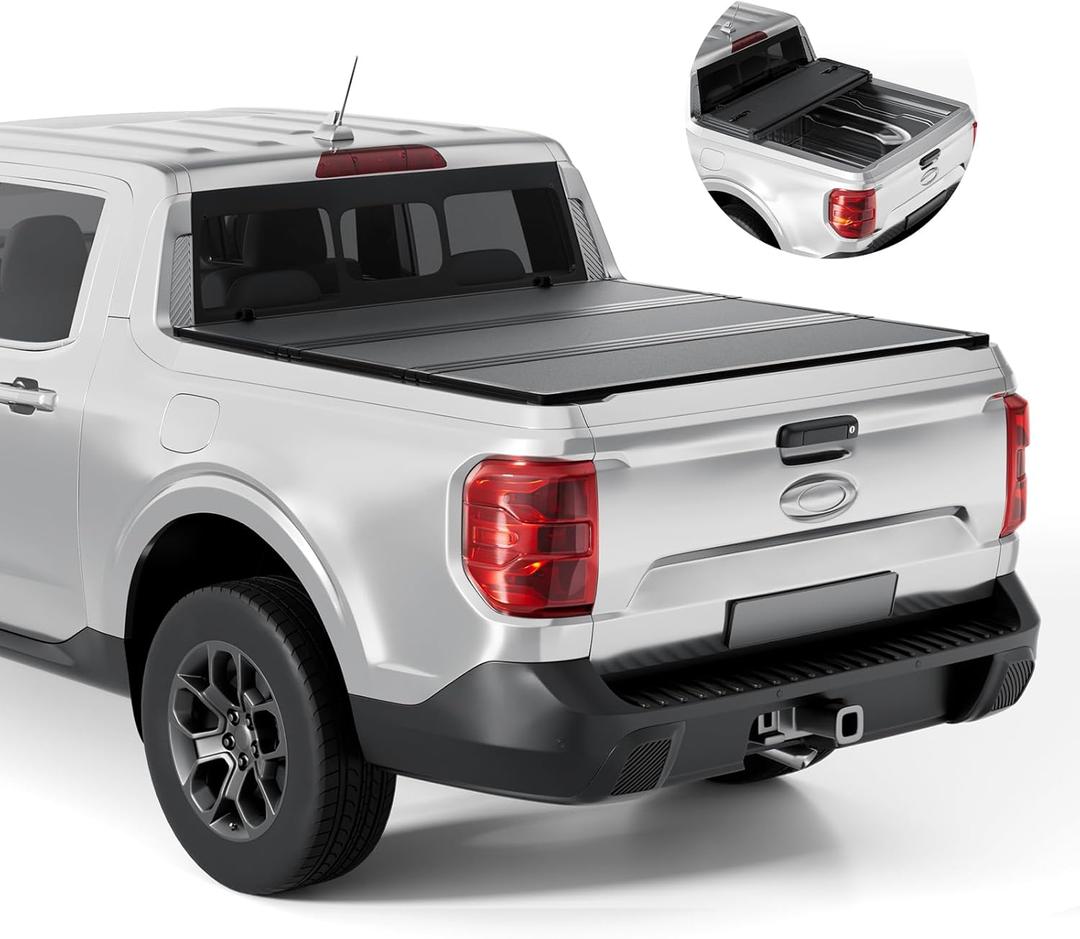 FRP Hard Tri-fold Tonneau Cover Fold Truck Bed Covers Compatible with 2022-2026 Ford Maverick 4' 6" Bed (54.4")