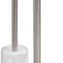 iDesign Plastic Toilet Bowl Plunger Set, Slim Compact Combo, 7.5" x 6" x 19", White and Brushed Stainless Steel