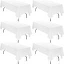 6 Pack 60 x 102 Inch Tablecloth, White Tablecloth for 6 Feet Rectangle Tables, Stain and Wrinkle Resistant Washable Fabric Table Cloth for Wedding Party Dining Table Buffet Parties and Camping
