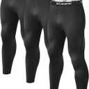 3 Pack Mens Long Johns Thermal Pants, Fleece Lined Lightweight Base Layer Bottoms, Compression Leggings Winter Gear, Size: L
