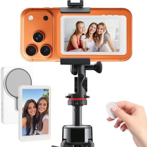 Selfie Monitor Screen,Compatible with iPhone/Android System, Magnetic Selfie Screen, Bluetooth Remote Control, Synchronized Back Camera Wireless Screen mirroring, Suitable for Vlog Live Stream TikTok