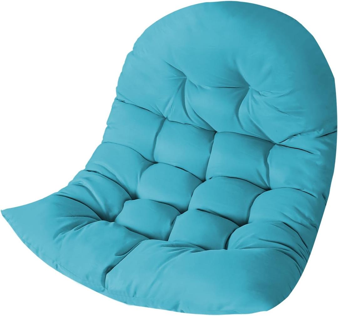 Thicken Egg Chair Cushion Replacement, Outdoor Hammock Swing Chair Cushions, Hanging Wicker Basket Seat Pad with High Elasticity PP Cotton, for Garden Patio Porch Furniture (Only Cushion) (32 x 40 in, Light Blue)