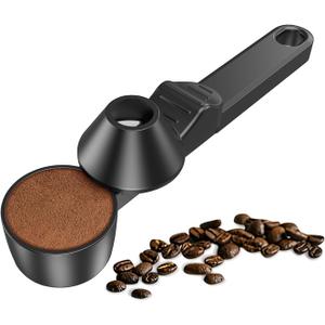 Coffee Scoop & Funnel for Reusable K Cup Refillable Coffee Pods, Coffee Measuring Spoon 2 Tablespoon Capacity, Scoop with Funnel for Ground Coffee, Protein Powder, Tea (Black, 1 Pack)